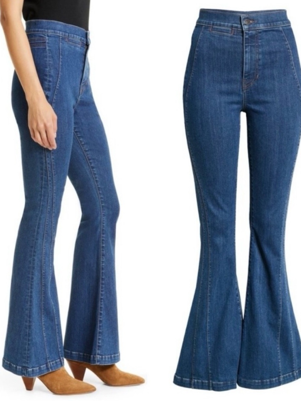 Veronica Beard Women’s Sheridan High Rise Exaggerated‎ Flare Blue Denim Jeans 30 - Picture 10 of 12